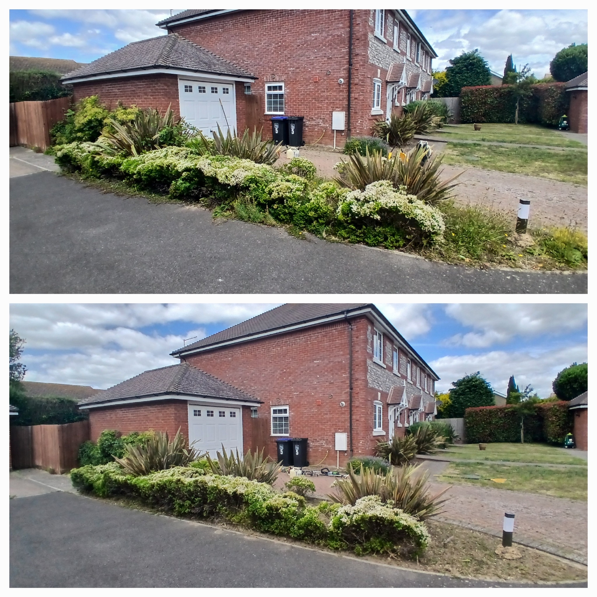 Before and after garden work