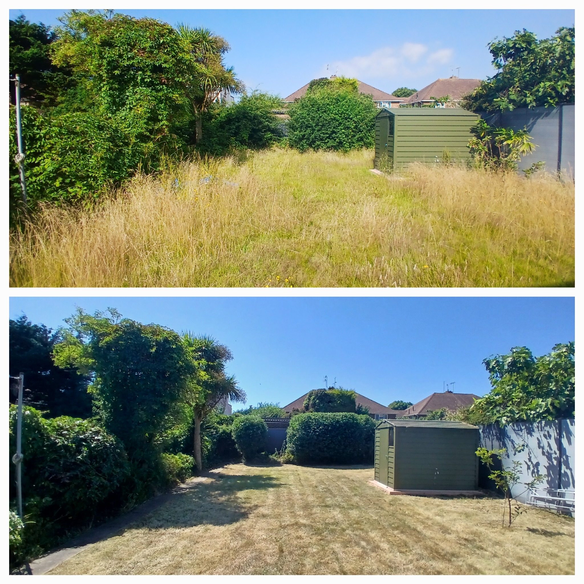 Before and after garden work